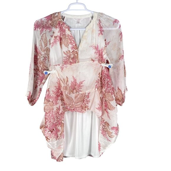 Lauren Conrad Womens M Floral Chiffon Tiered Ruffle Dress Feminine Cottagecore - Picture 6 of 16